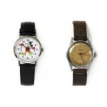 A Mickey Mouse mechanical strap watch,