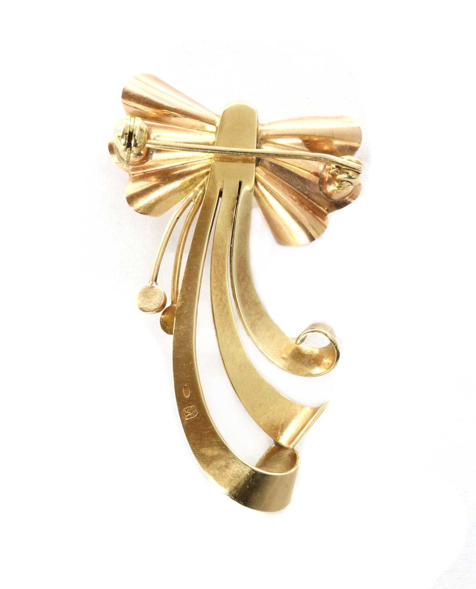A Dutch gold bow brooch, - Image 2 of 2
