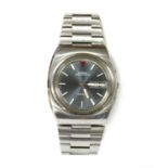 A gentlemen's stainless steel Omega 'Megaquartz' bracelet watch, c.1970,