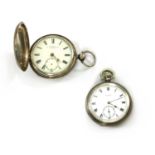A sterling silver Waltham key wound open-faced pocket watch,