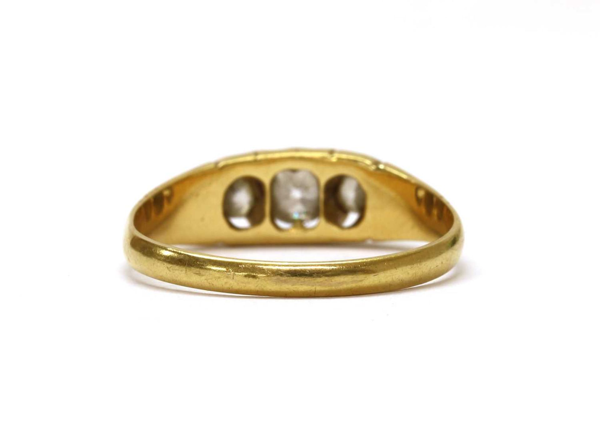 An Edwardian gold three stone diamond ring, - Image 3 of 3