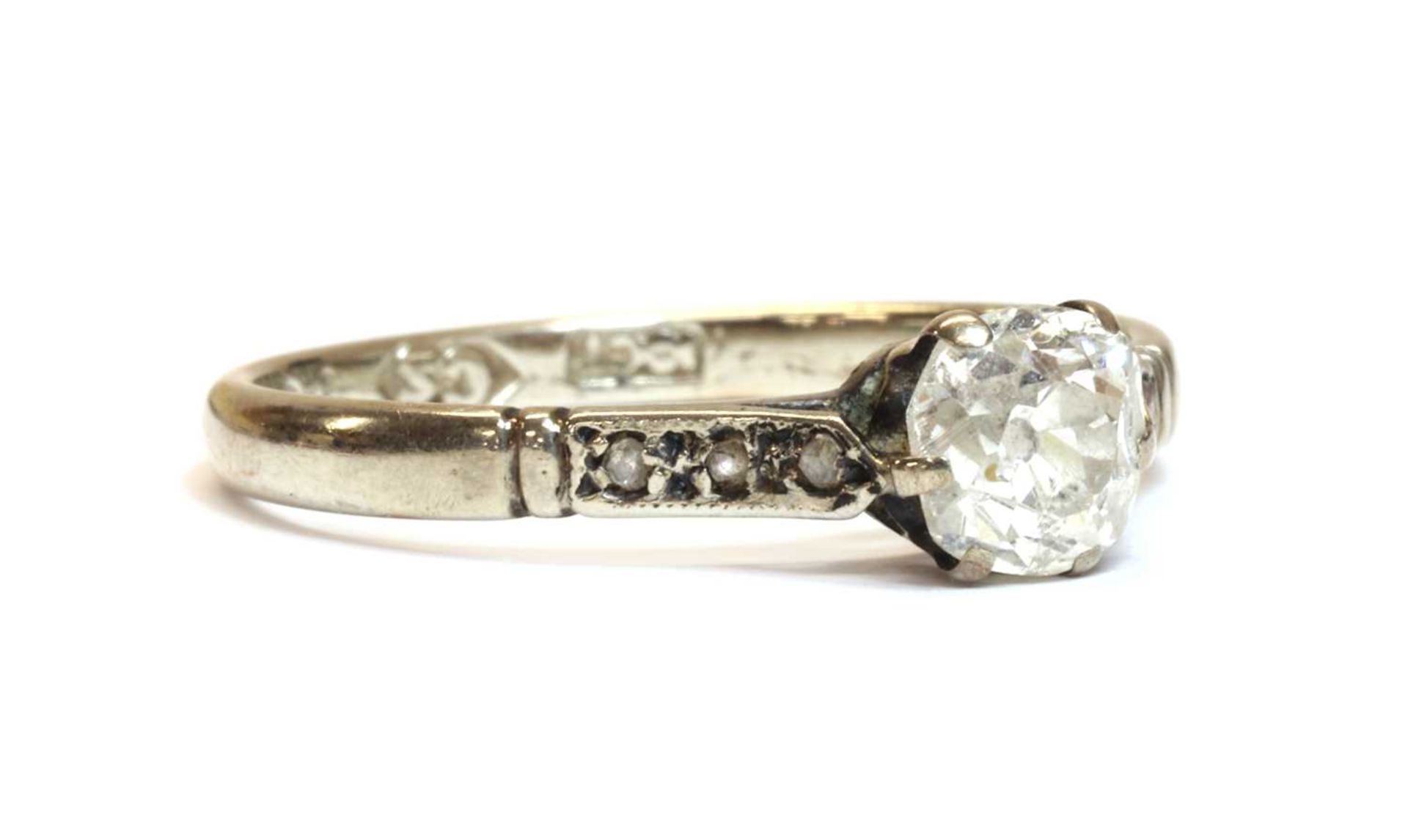 A white gold single stone diamond ring, - Image 2 of 3
