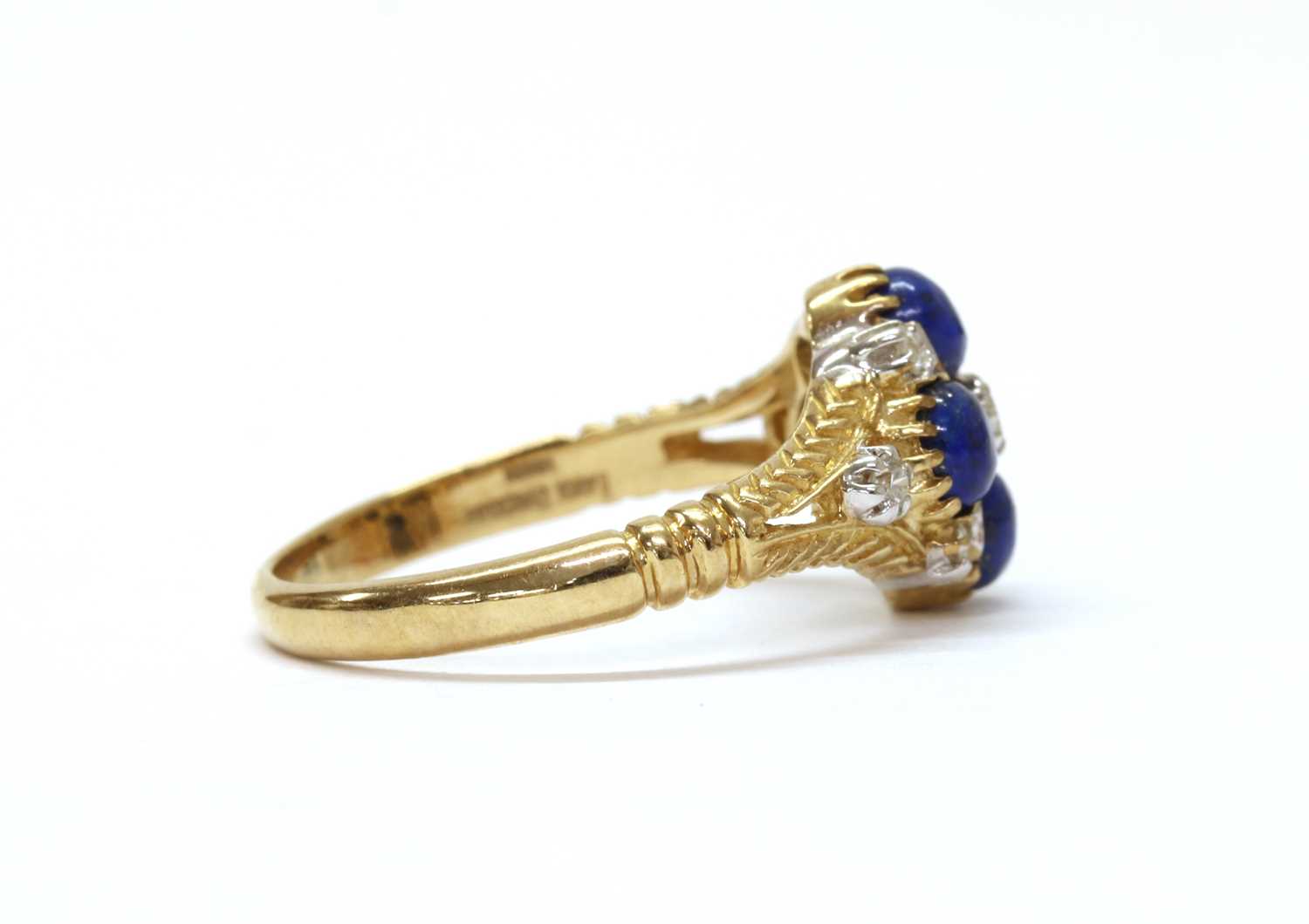 A 9ct gold diamond and lapis lazuli cluster ring, - Image 3 of 3