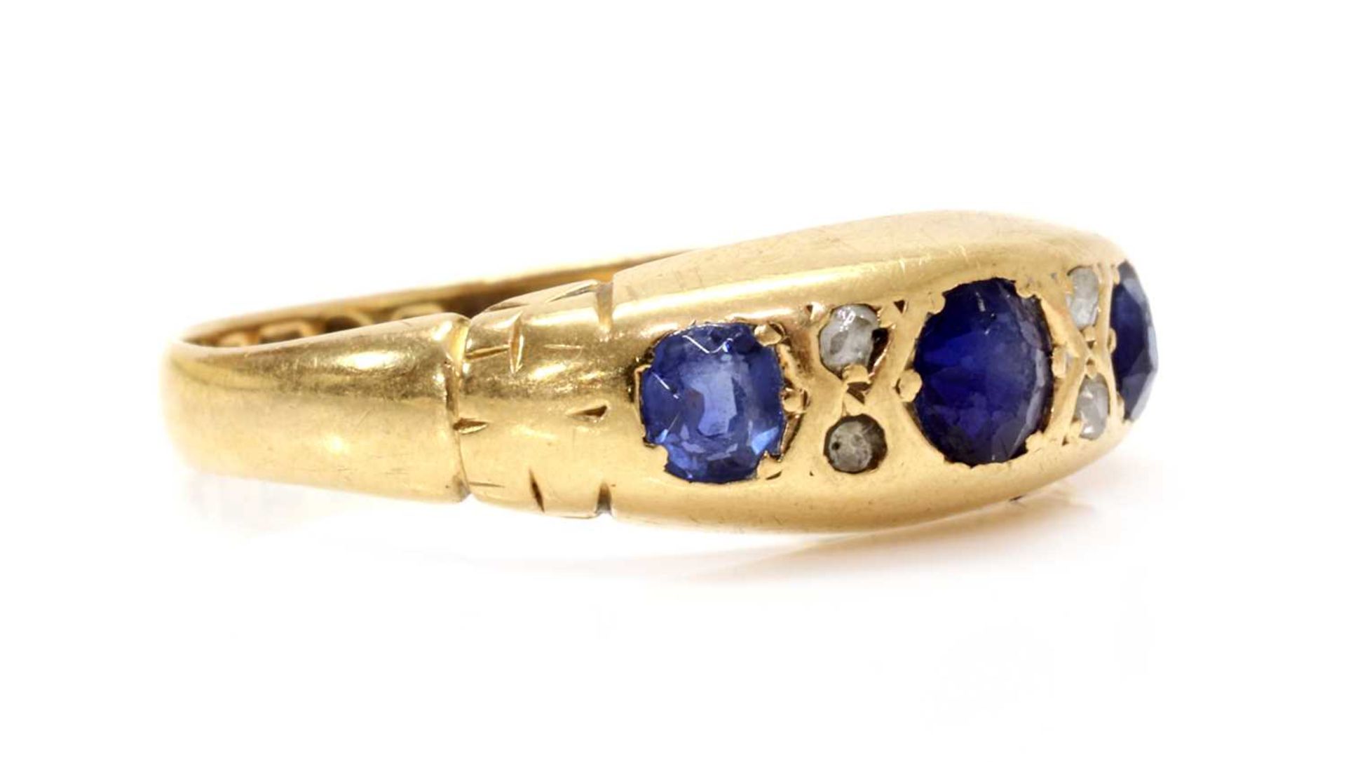 An Edwardian 18ct gold sapphire and diamond ring, - Image 2 of 3