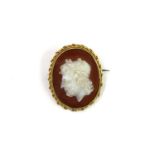 A gold mounted sardonyx cameo,