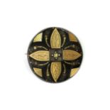A Victorian piqué work tortoiseshell brooch,