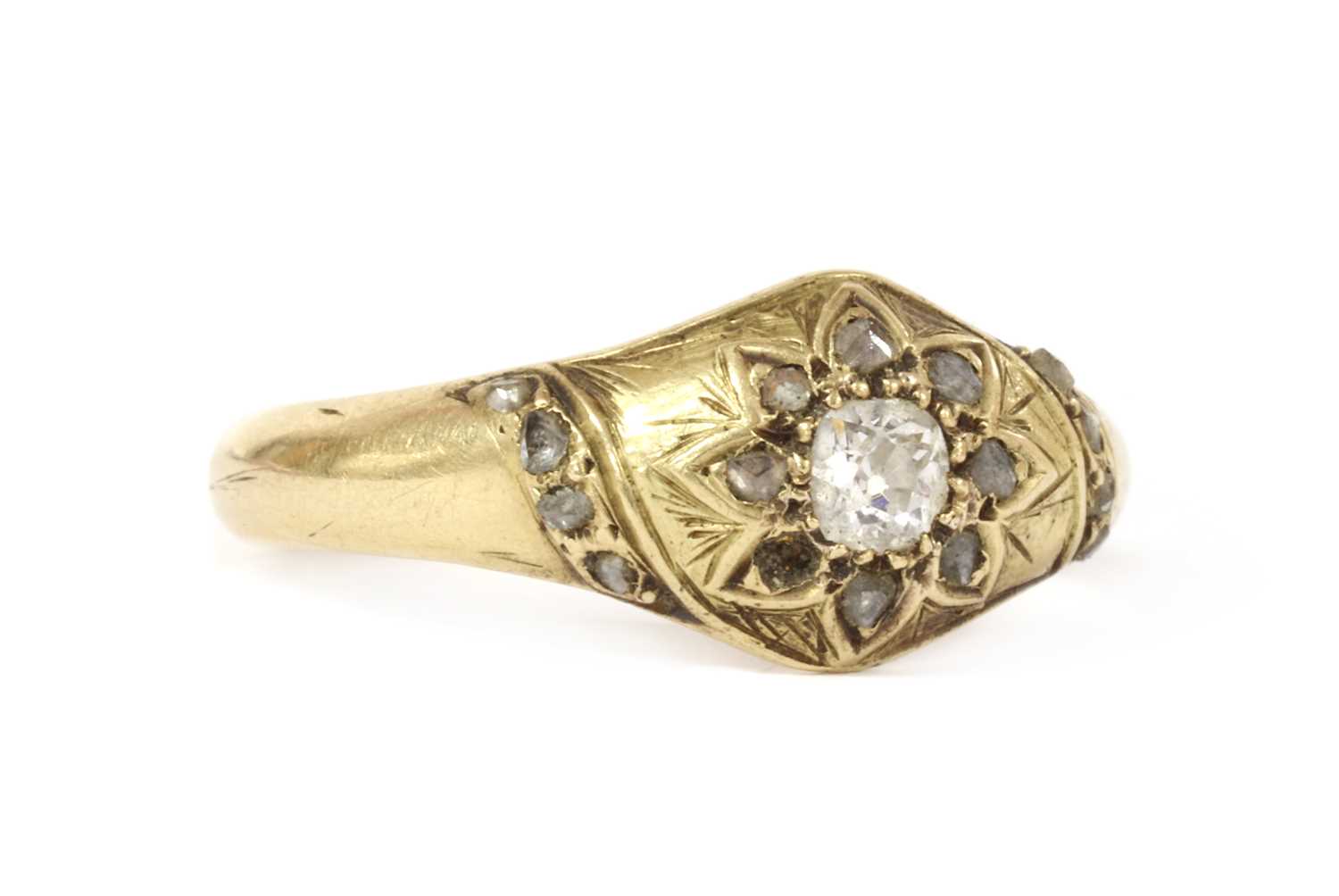 A Victorian gold diamond star cluster ring, - Image 2 of 3