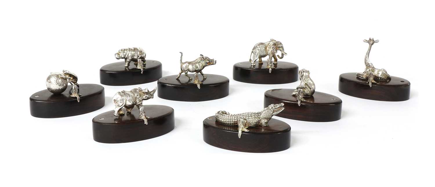 A set of eight silver animal place card holders, by Patrick Mavros, - Image 2 of 2