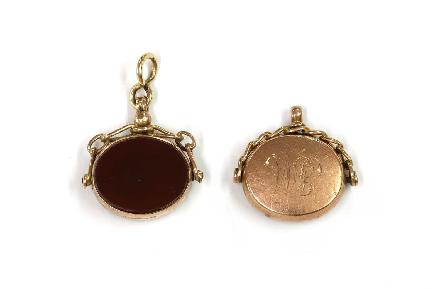 A 9ct gold bloodstone swivel fob, - Image 2 of 2