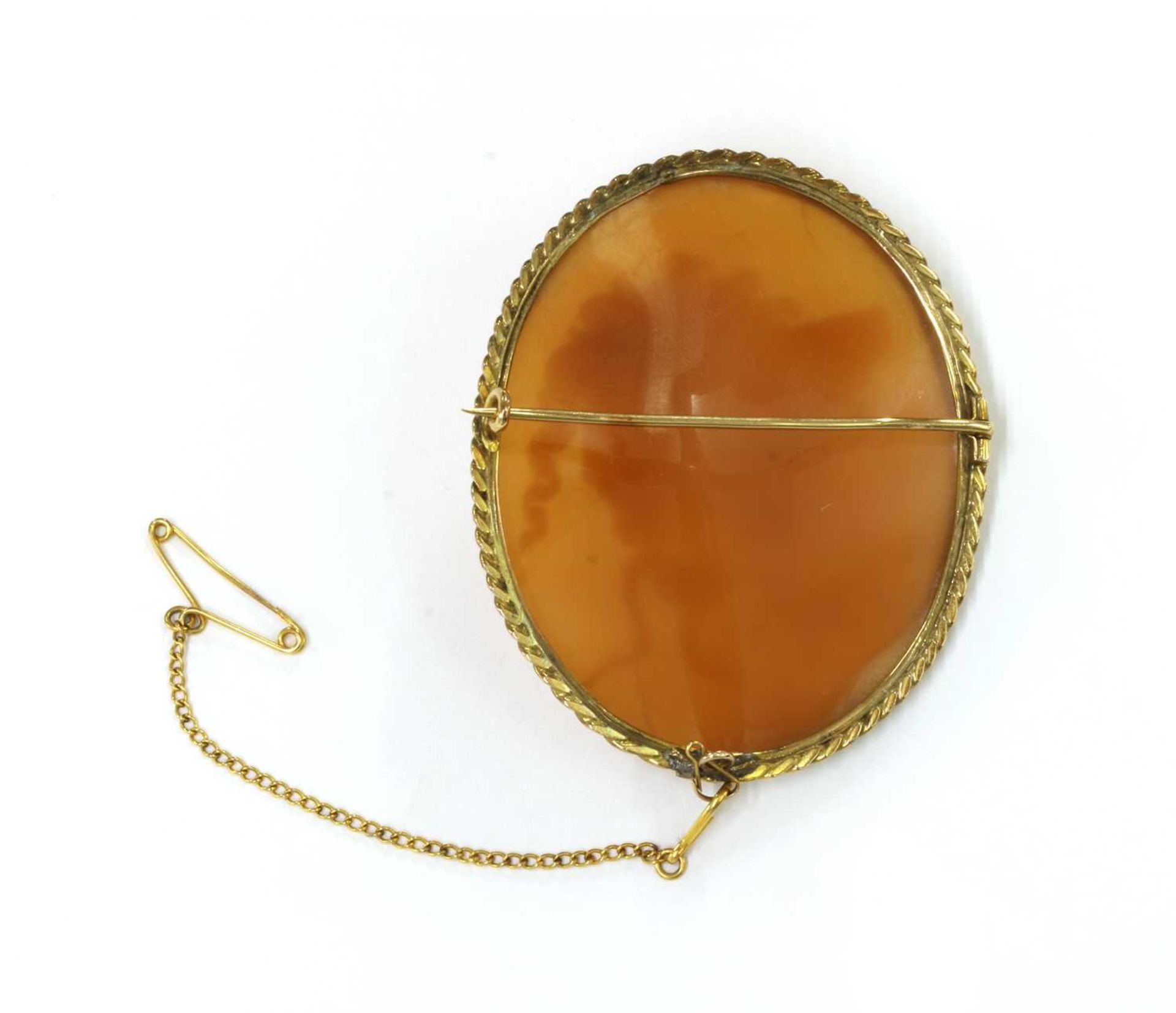 A gold mounted shell cameo brooch, - Image 2 of 2