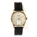 A gentlemen's 9ct gold Griffon mechanical strap watch, c.1960,
