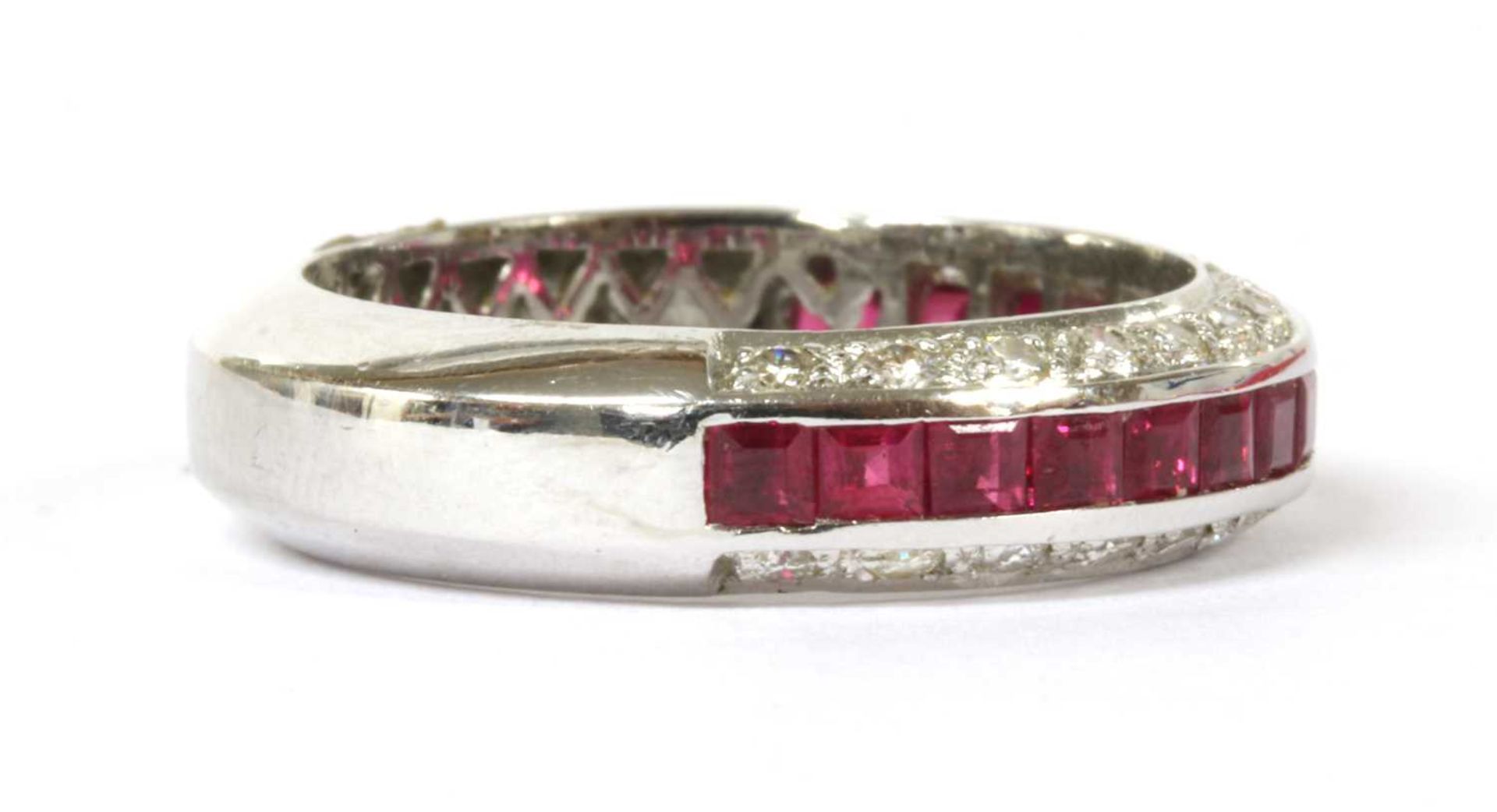 A white gold ruby and diamond half eternity ring, - Image 2 of 4