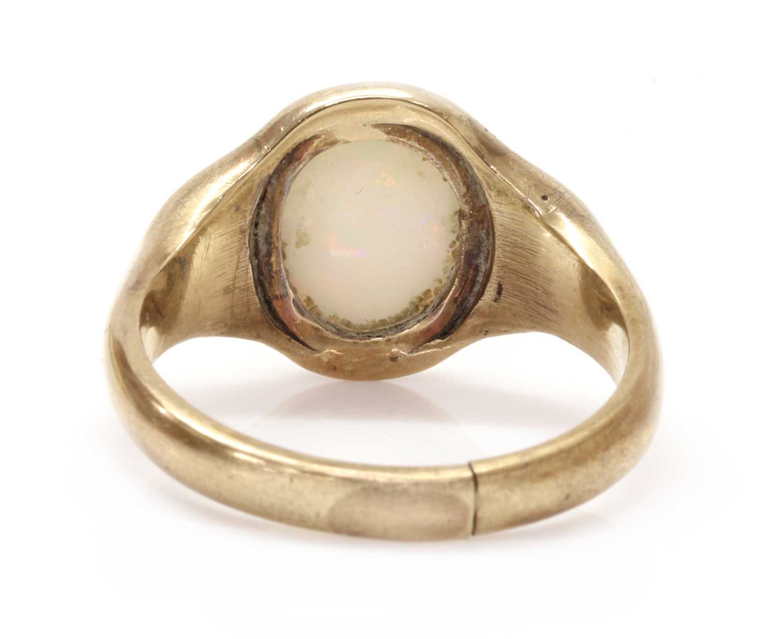 A gold single stone opal ring, - Image 3 of 3