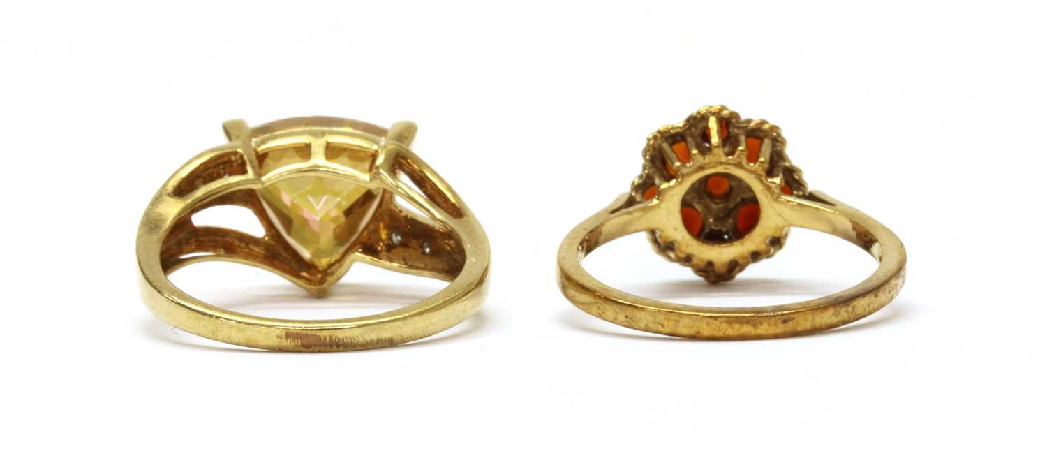 A gold mystic yellow topaz and diamond ring, - Image 2 of 3