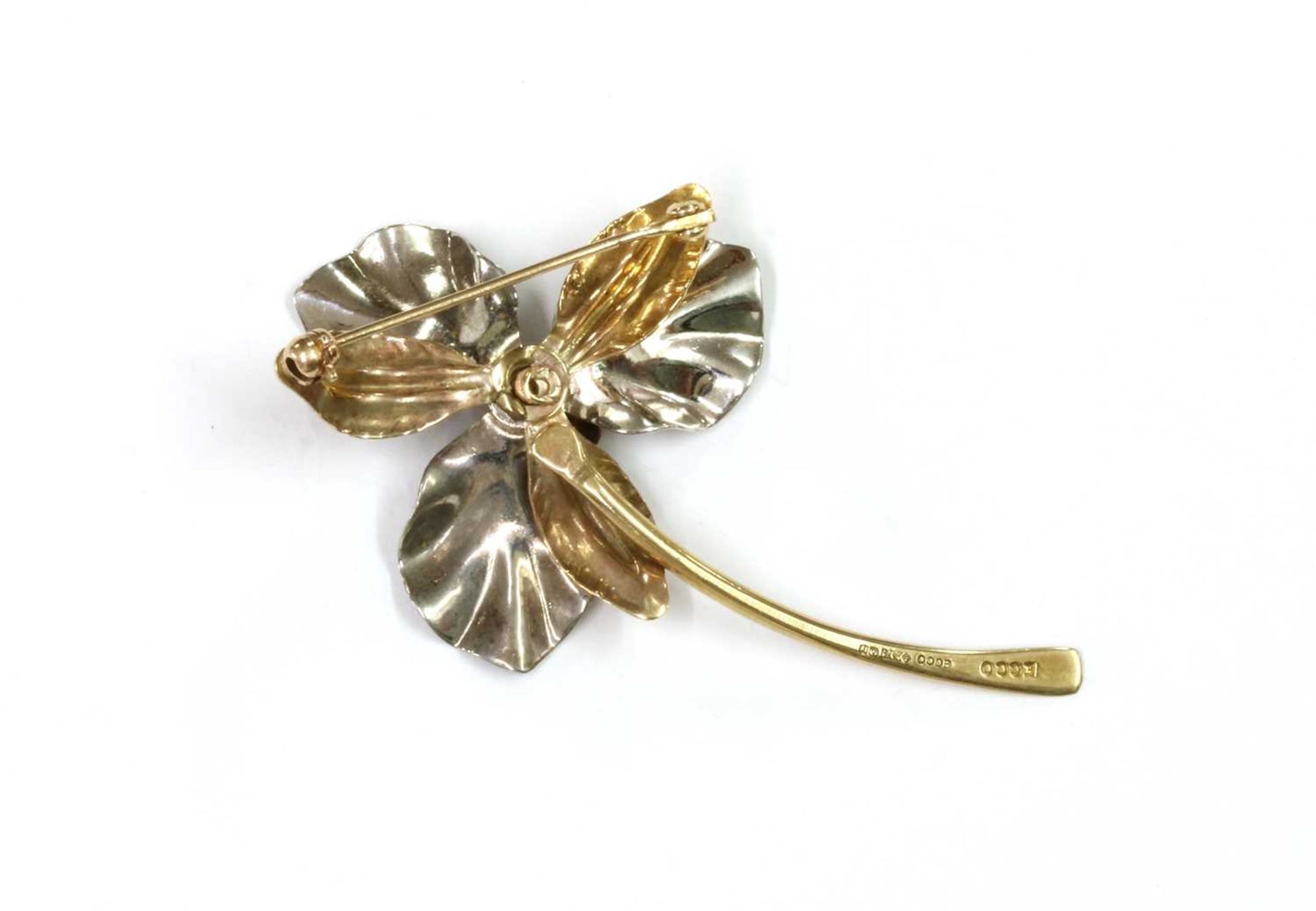 A 9ct yellow and white gold flower brooch, by Ecco, - Image 2 of 2