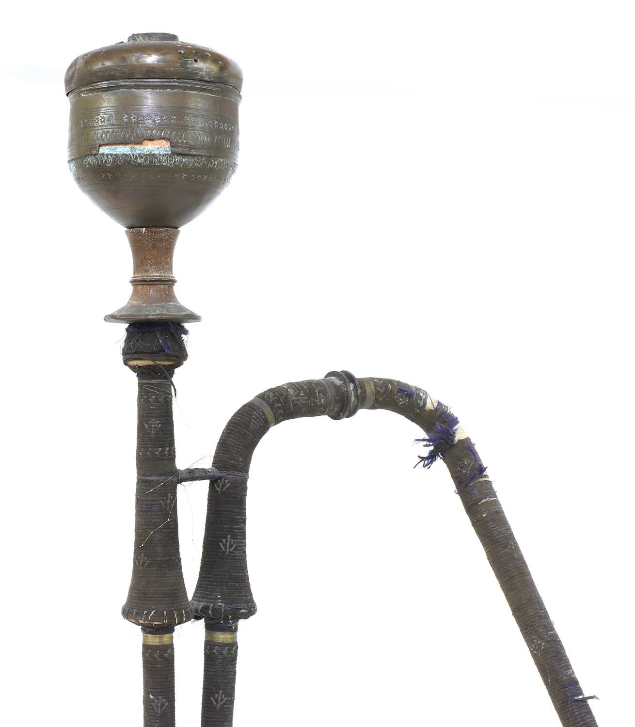 An Indian white metal hookah pipe, - Image 3 of 9