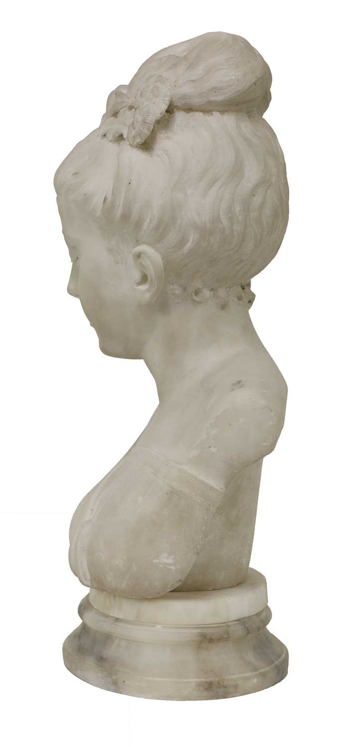 A marble bust of a young girl, - Image 3 of 4
