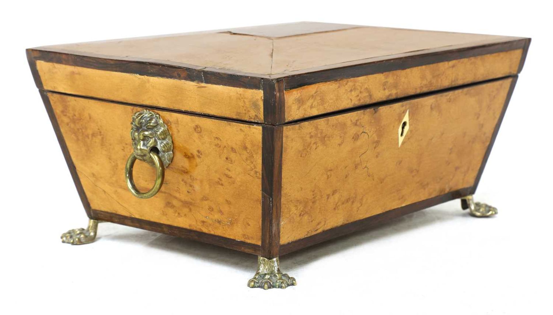 A Regency bird's-eye maple and thuya sarcophagus box, - Image 2 of 7