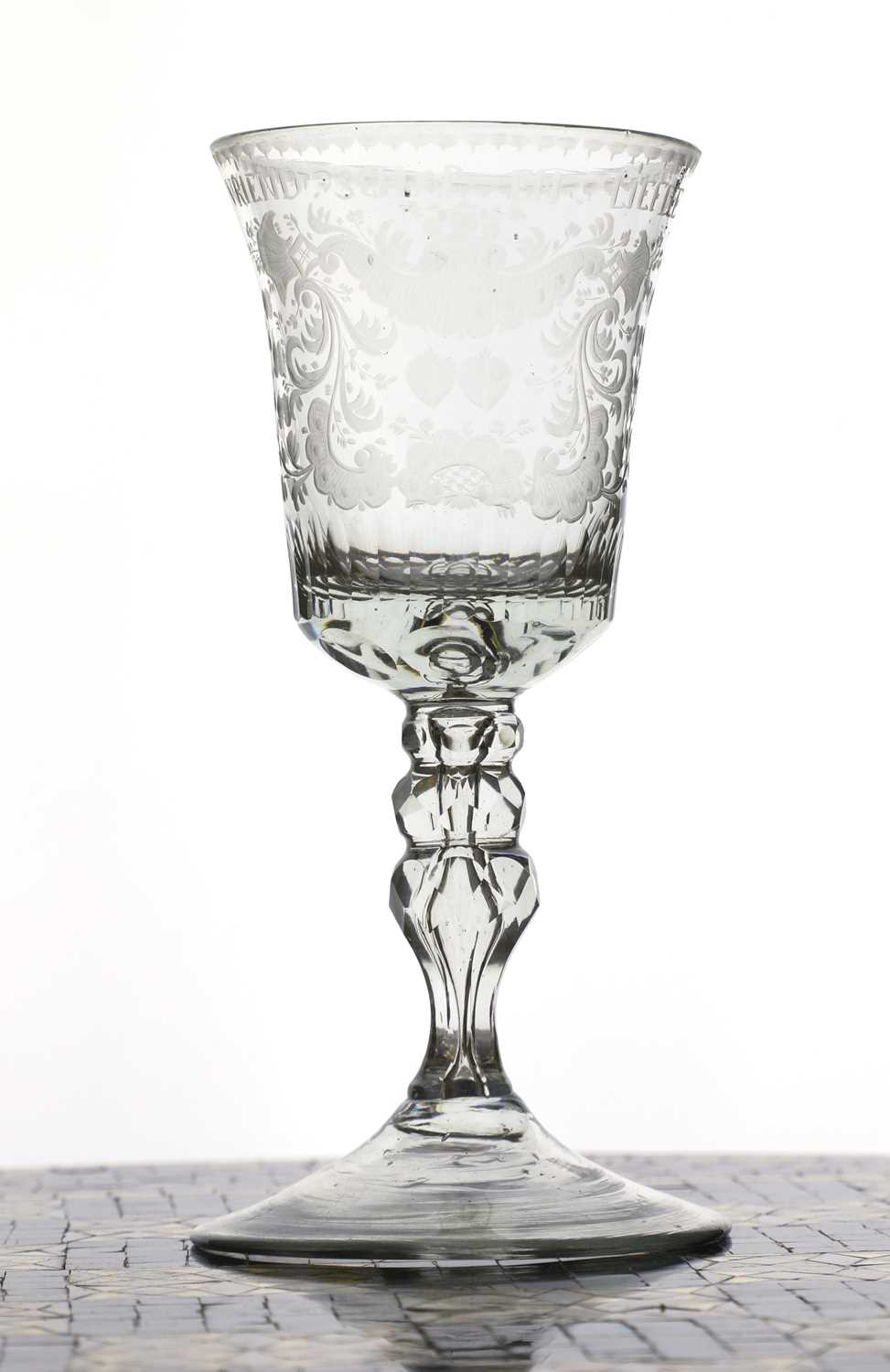 A Dutch engraved friendship goblet,