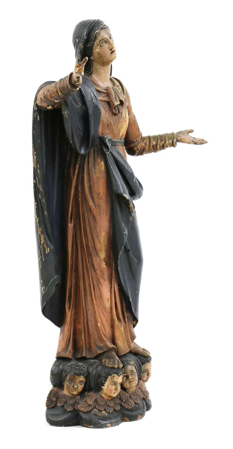 A Continental carved wood figure of Mary, - Image 3 of 4