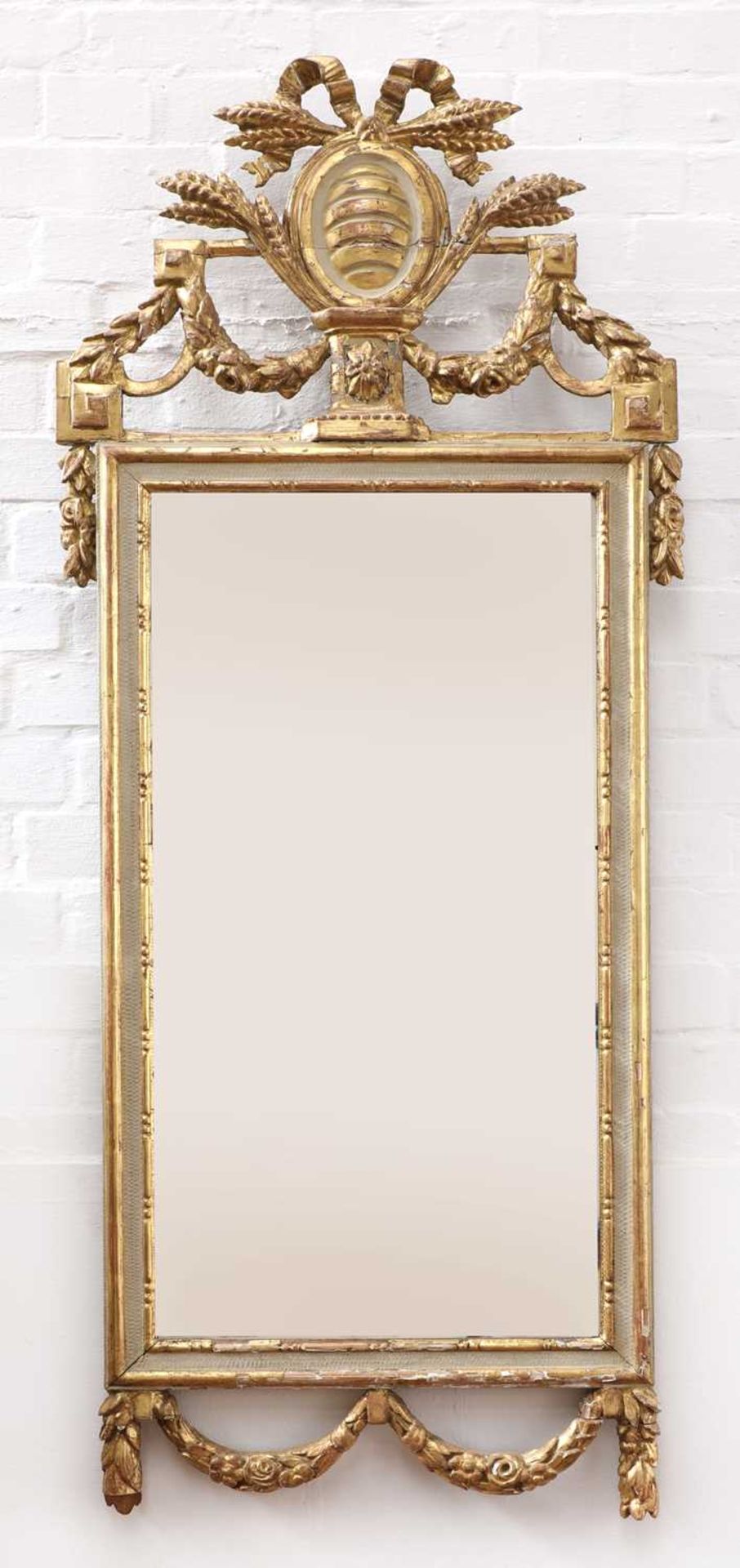 A Danish giltwood and white-painted mirror and marble top console, - Bild 8 aus 10