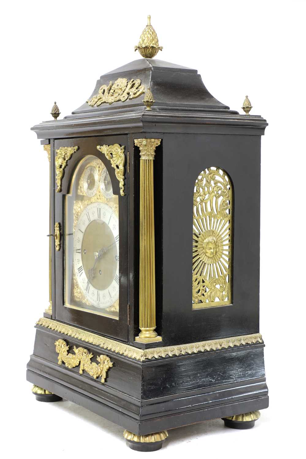 A large ebonised musical bracket clock, - Image 2 of 8