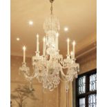 A George III-style cut-glass ten-light chandelier,