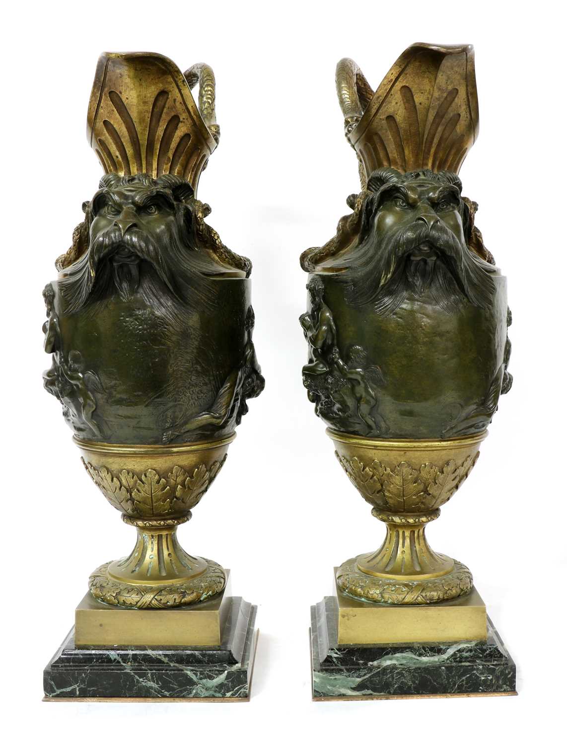A pair of large gilt-bronze and bronze ewers, - Image 2 of 4