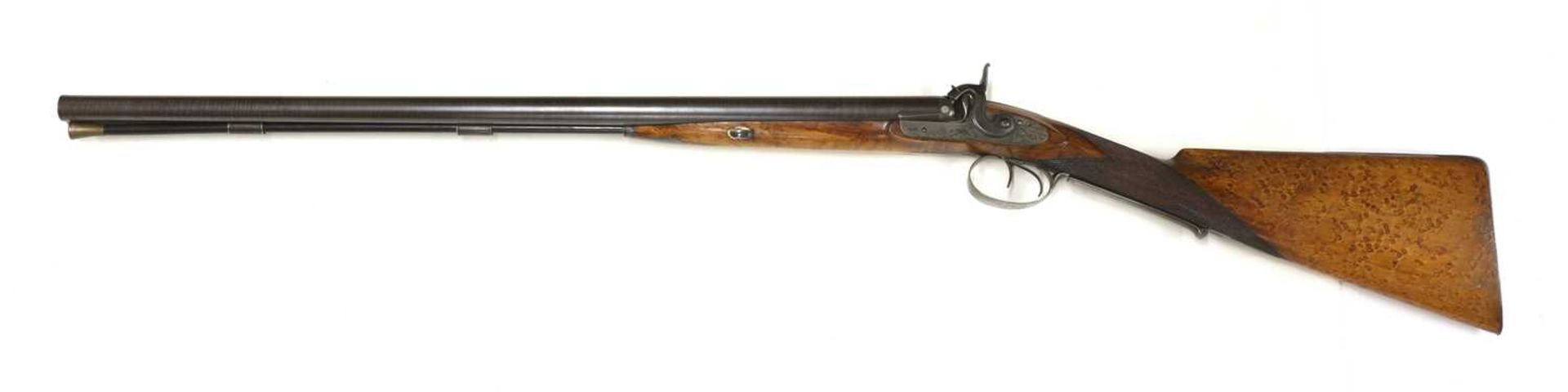 A 12-bore double-barrelled percussion shotgun, - Image 6 of 7