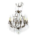 A cut-glass and gilt-metal chandelier,