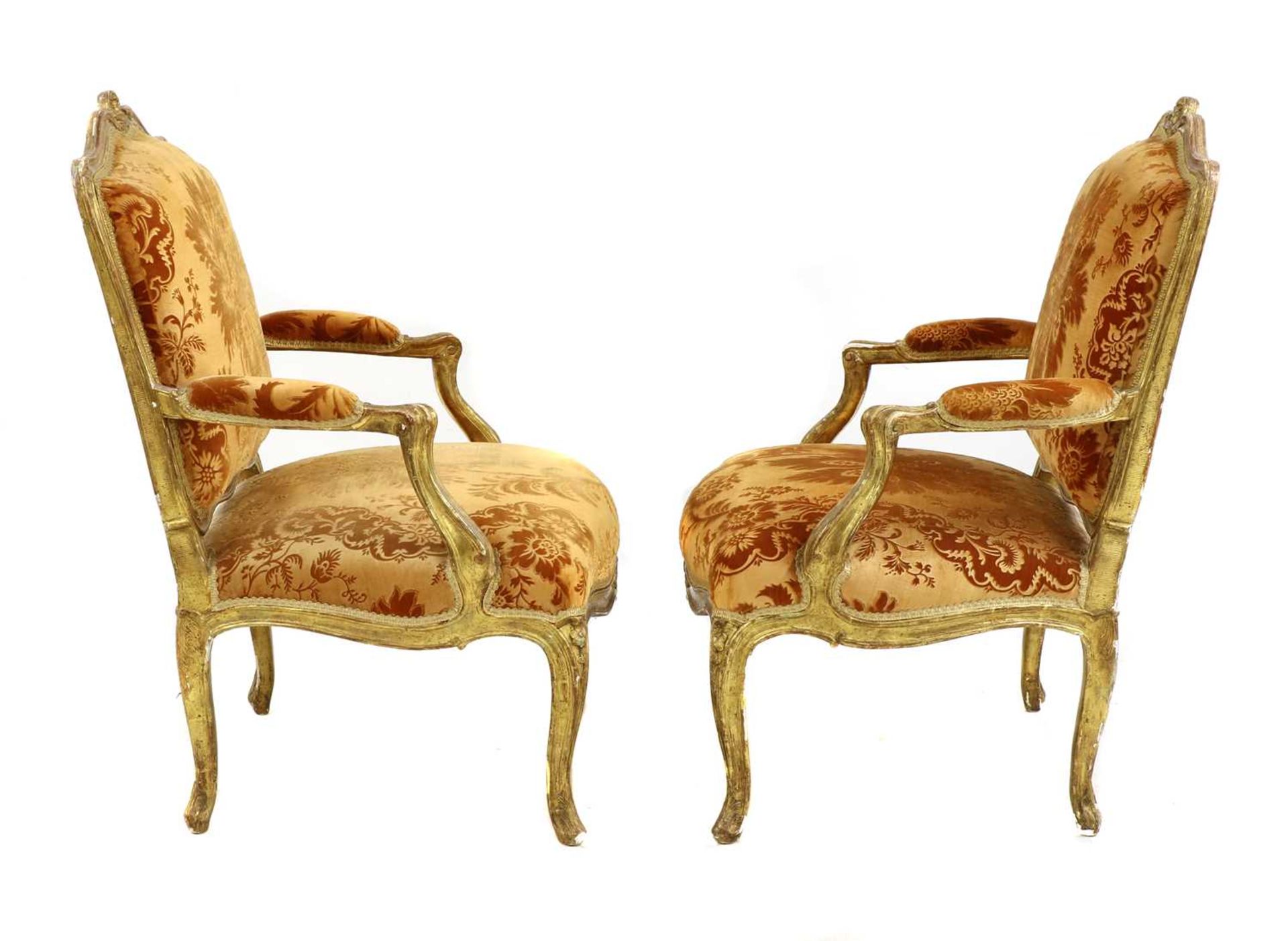 A pair of French Louis XV giltwood fauteuils à la reine, - Image 20 of 140