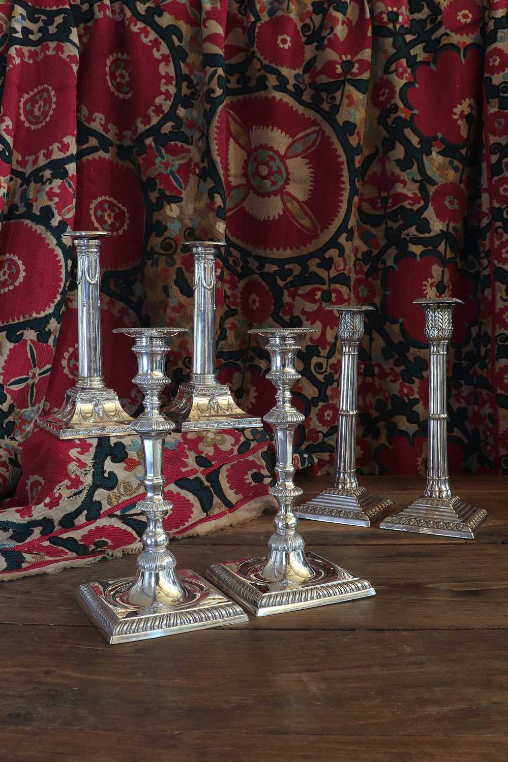 A pair of silver cluster column table candlesticks, - Image 6 of 6