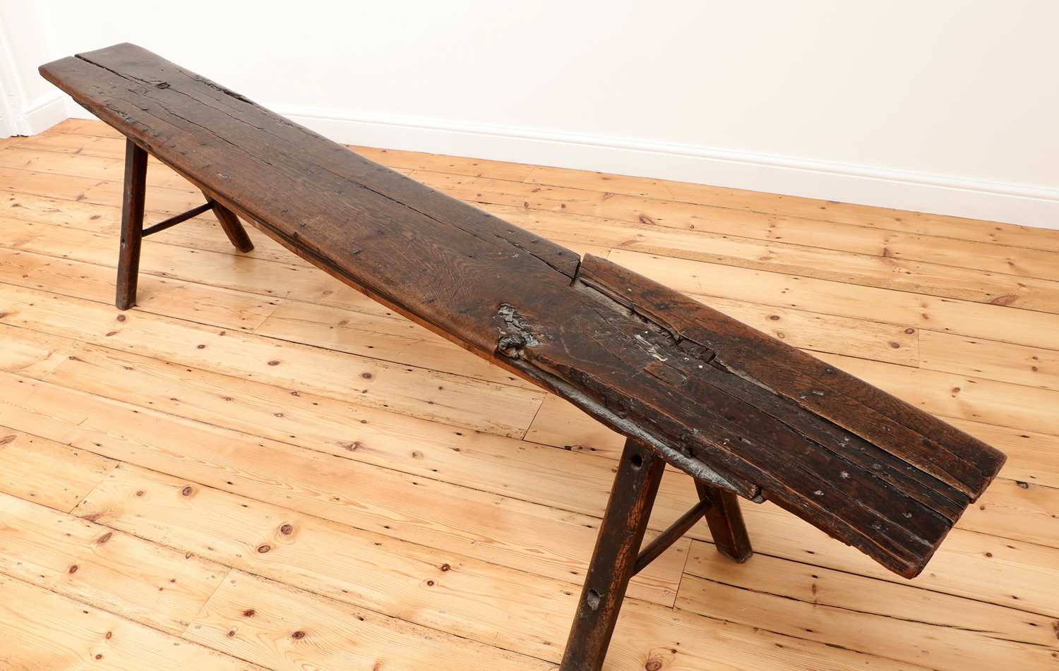 A vernacular oak long bench, - Image 4 of 9