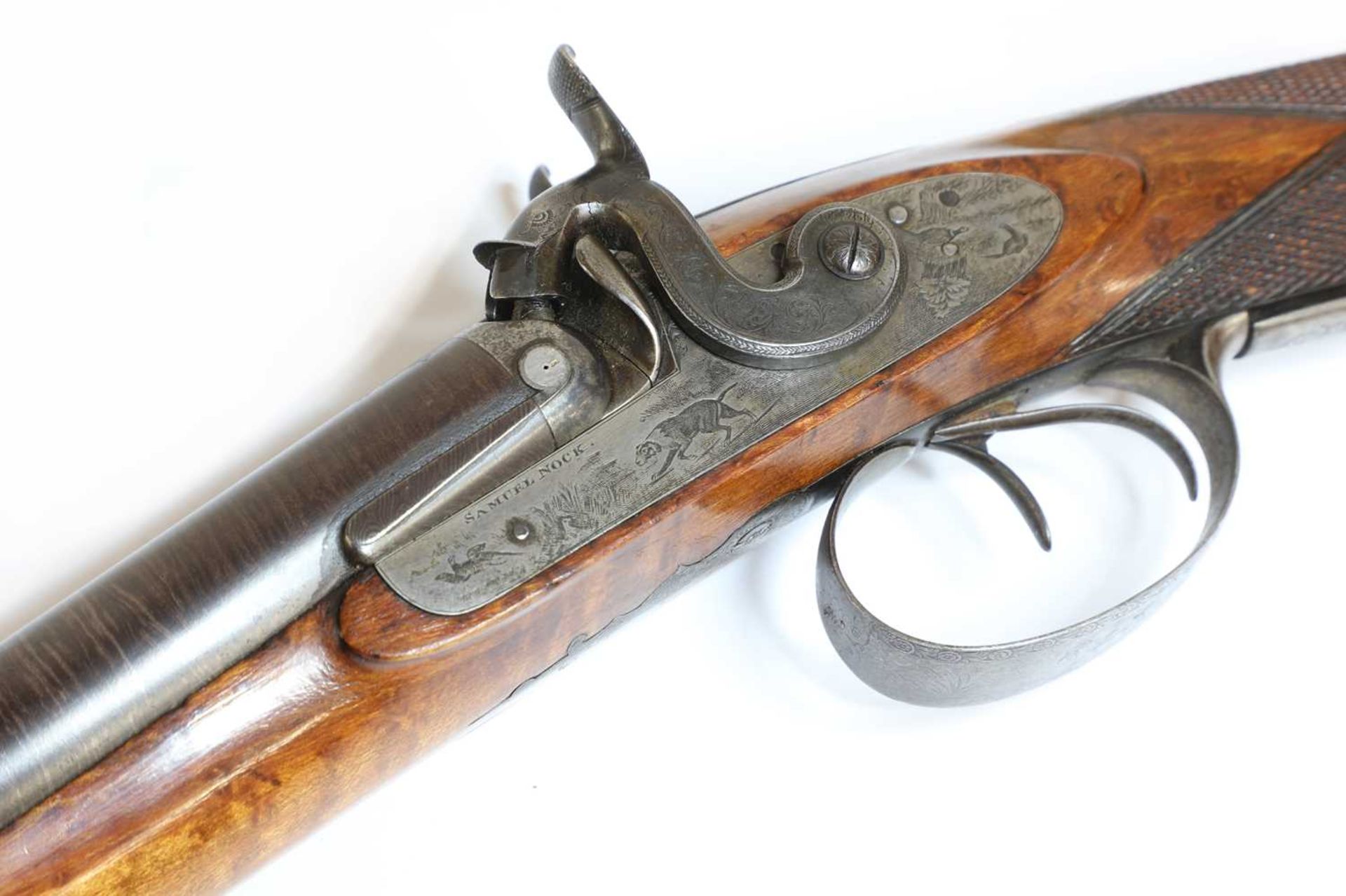 A 12-bore double-barrelled percussion shotgun, - Image 4 of 7