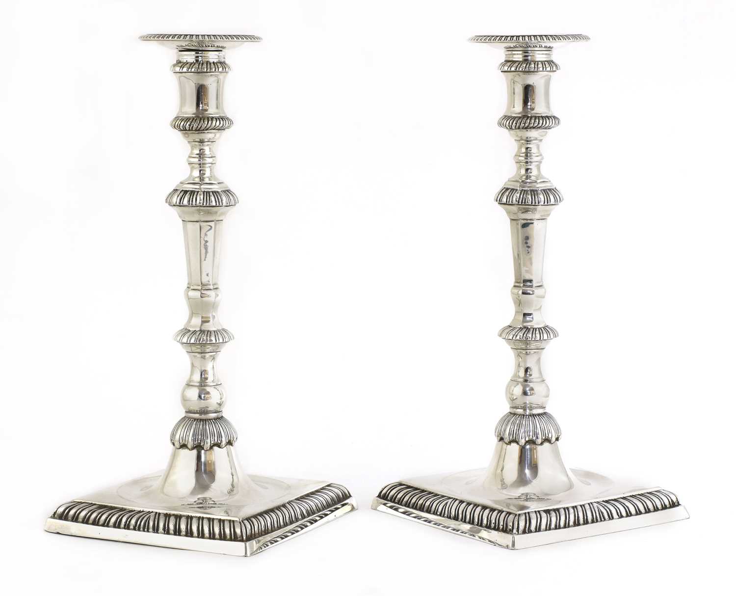 A pair of cast silver candlesticks, - Image 2 of 4