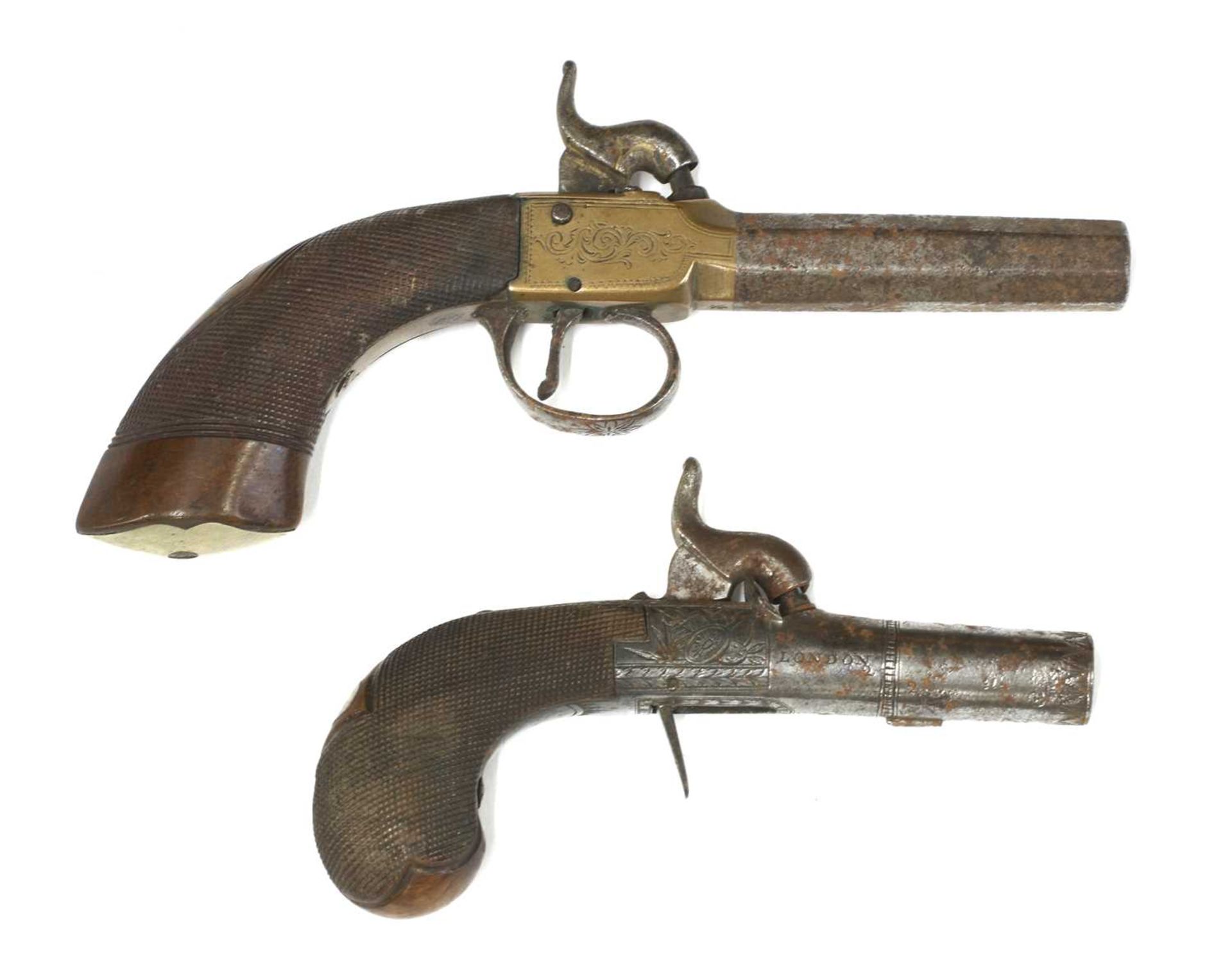 Two 19th century pocket percussion pistols,