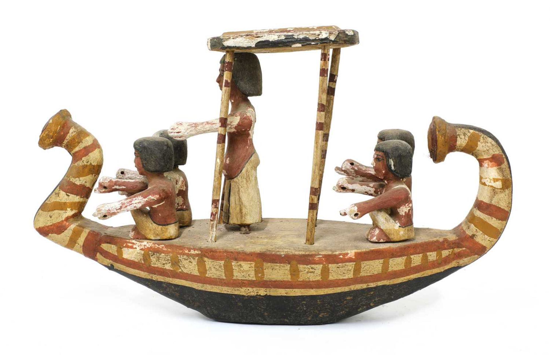 An Ancient Egyptian carved and painted wooden boat, - Image 5 of 14