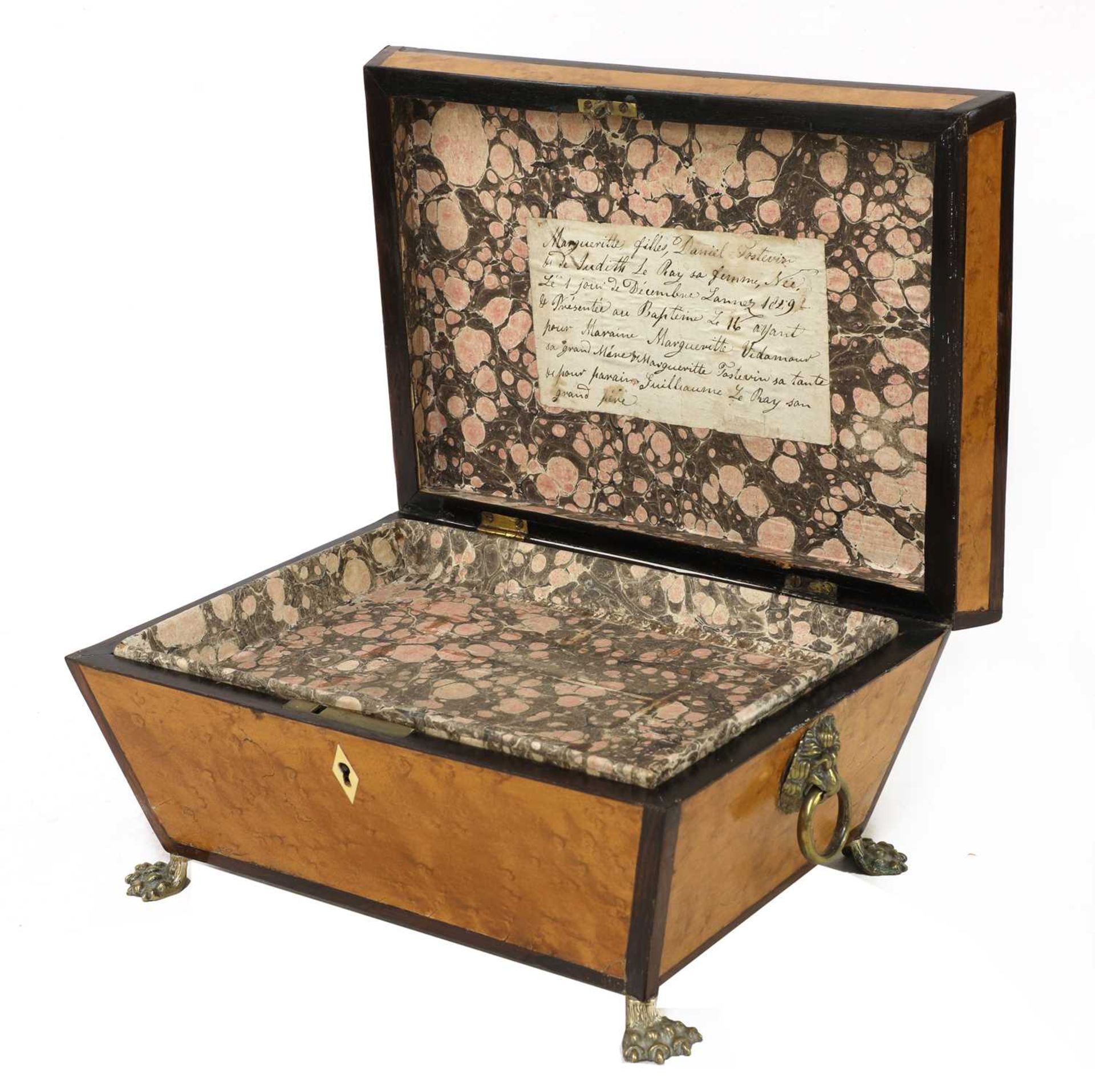 A Regency bird's-eye maple and thuya sarcophagus box, - Image 3 of 7