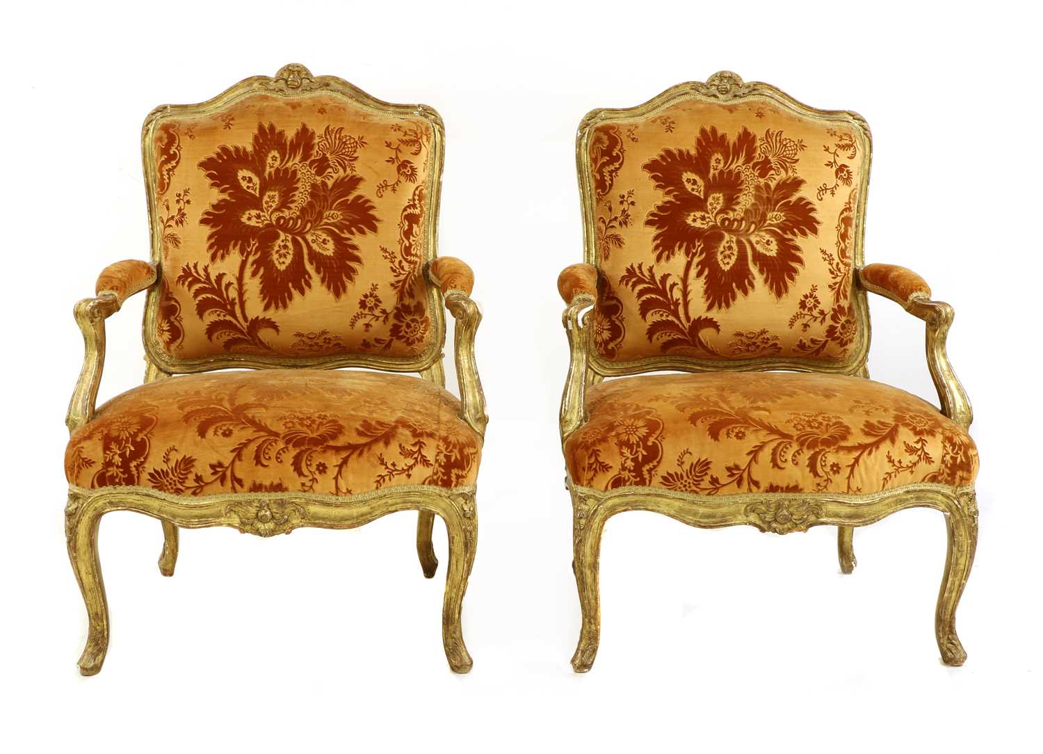 A pair of French Louis XV giltwood fauteuils à la reine, - Image 5 of 140