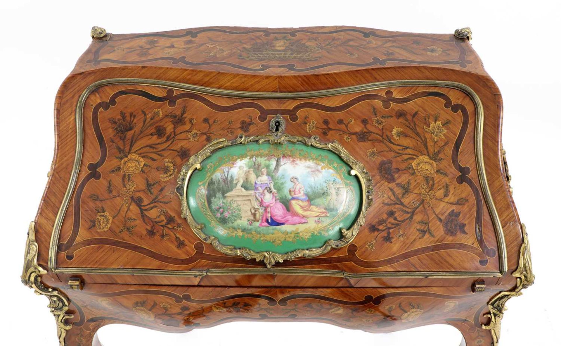 A small French Louis XV-style kingwood and marquetry bureau de dame, - Image 7 of 16