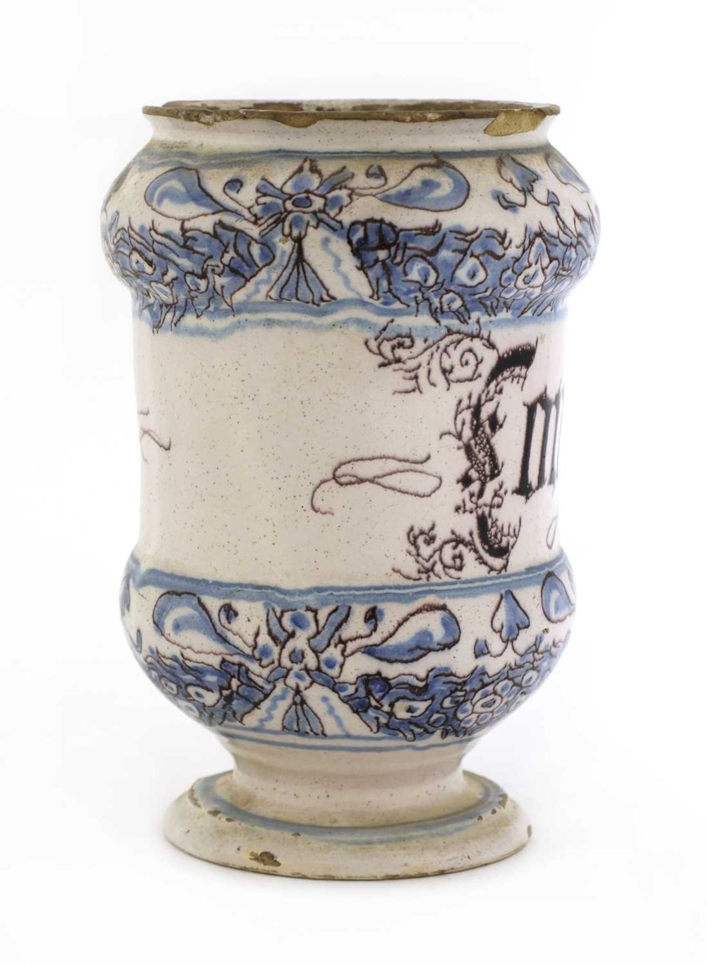 An Italian blue and white tin-glazed drug jar, - Image 3 of 6