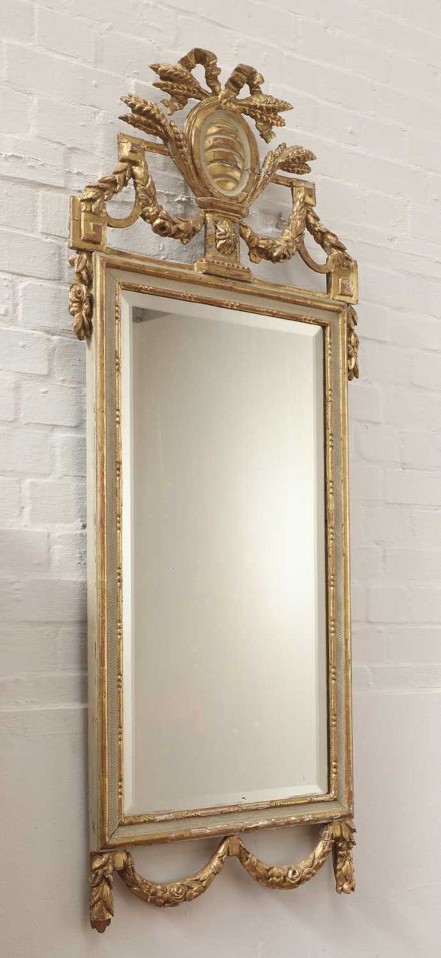 A Danish giltwood and white-painted mirror and marble top console, - Bild 9 aus 10