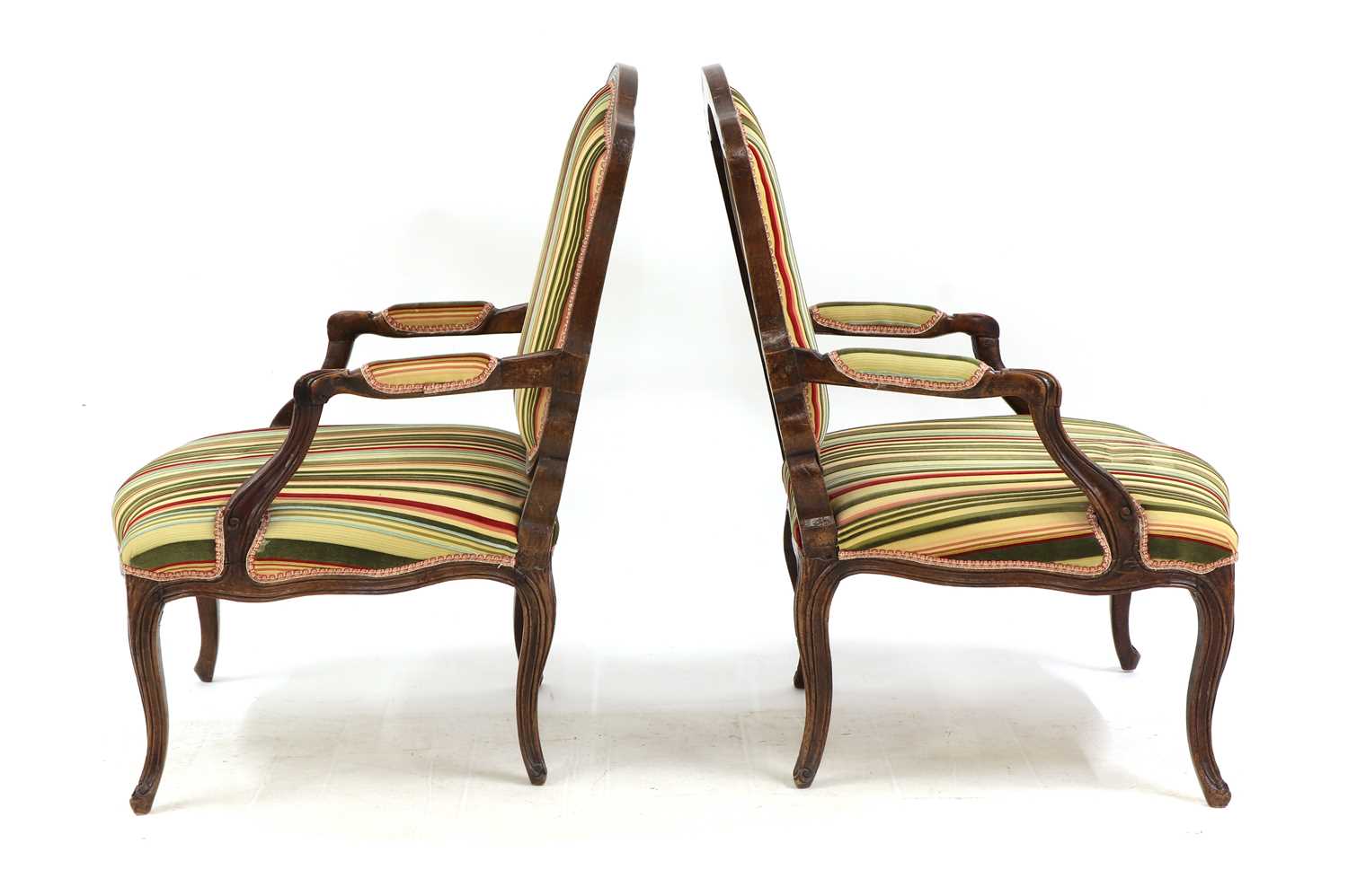 A pair of French Louis XV beech fauteuils, - Image 4 of 9