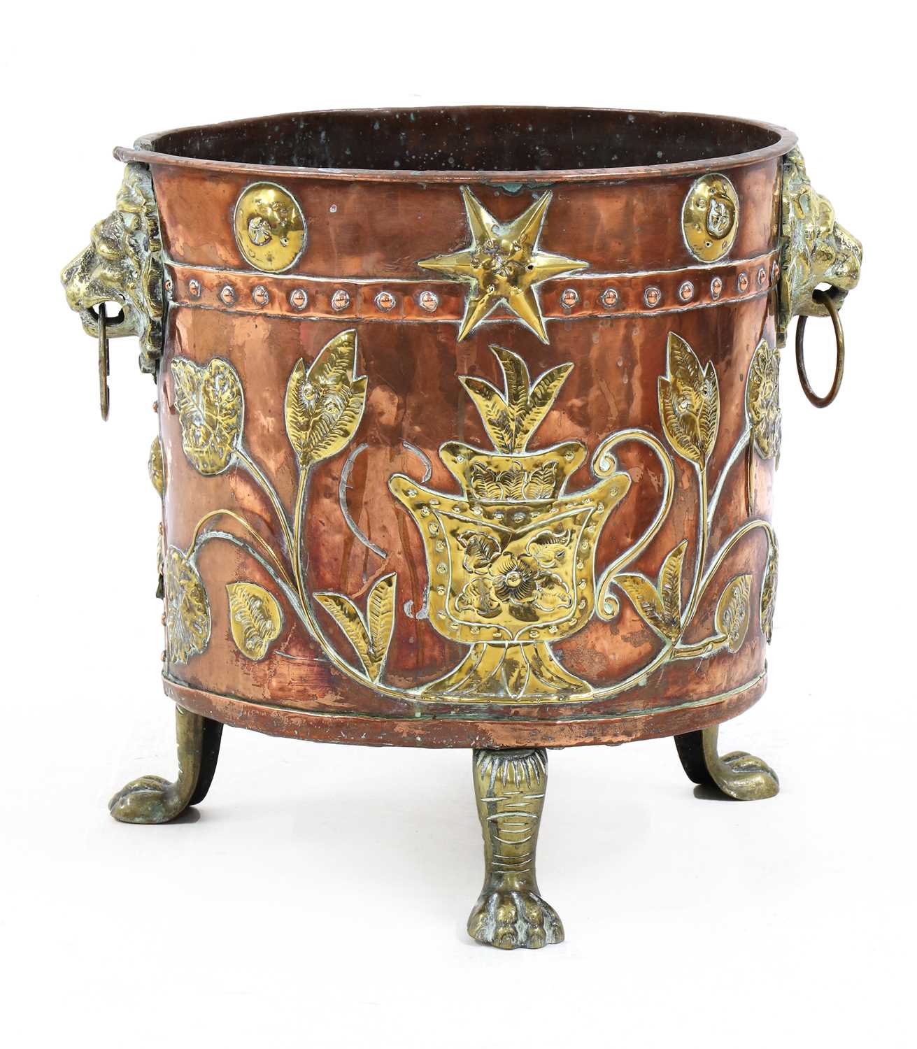 A copper and brass coal bucket, - Image 3 of 5