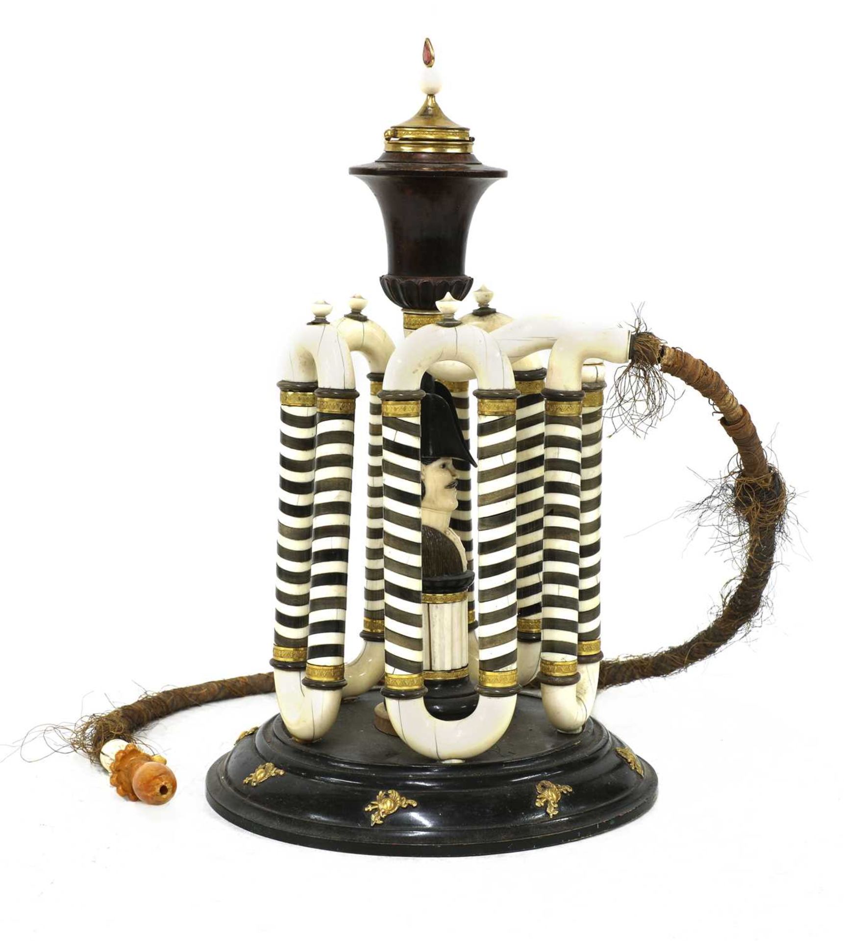 An ivory and horn table hookah pipe, - Image 3 of 22