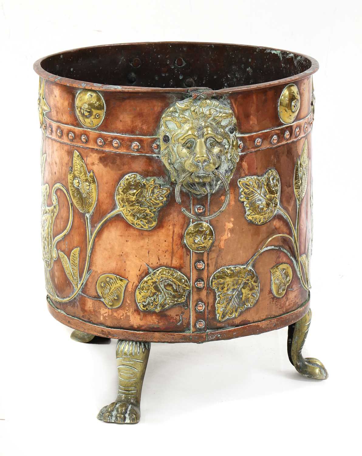 A copper and brass coal bucket, - Image 4 of 5