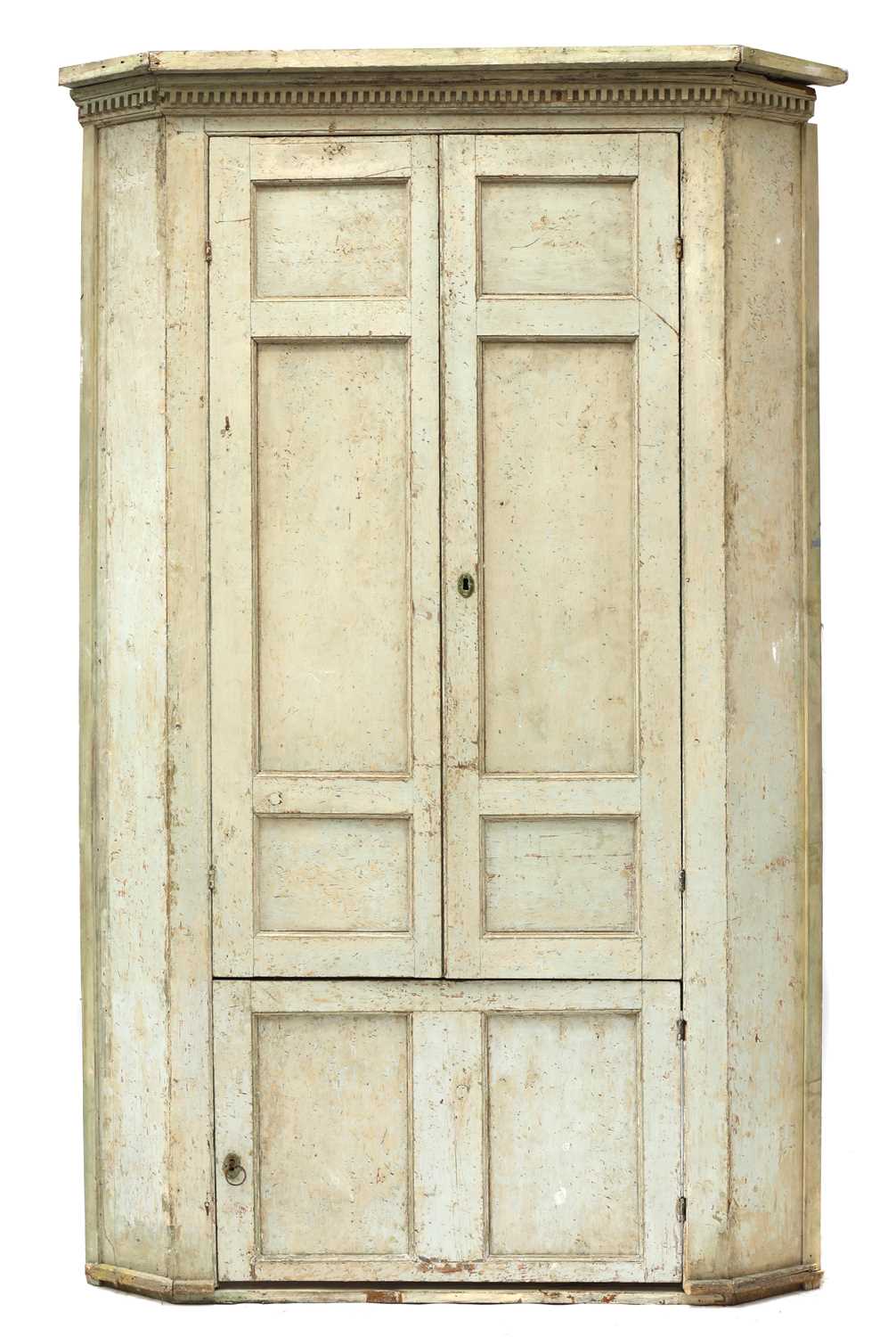 A large George III painted pine corner cupboard, - Image 2 of 3