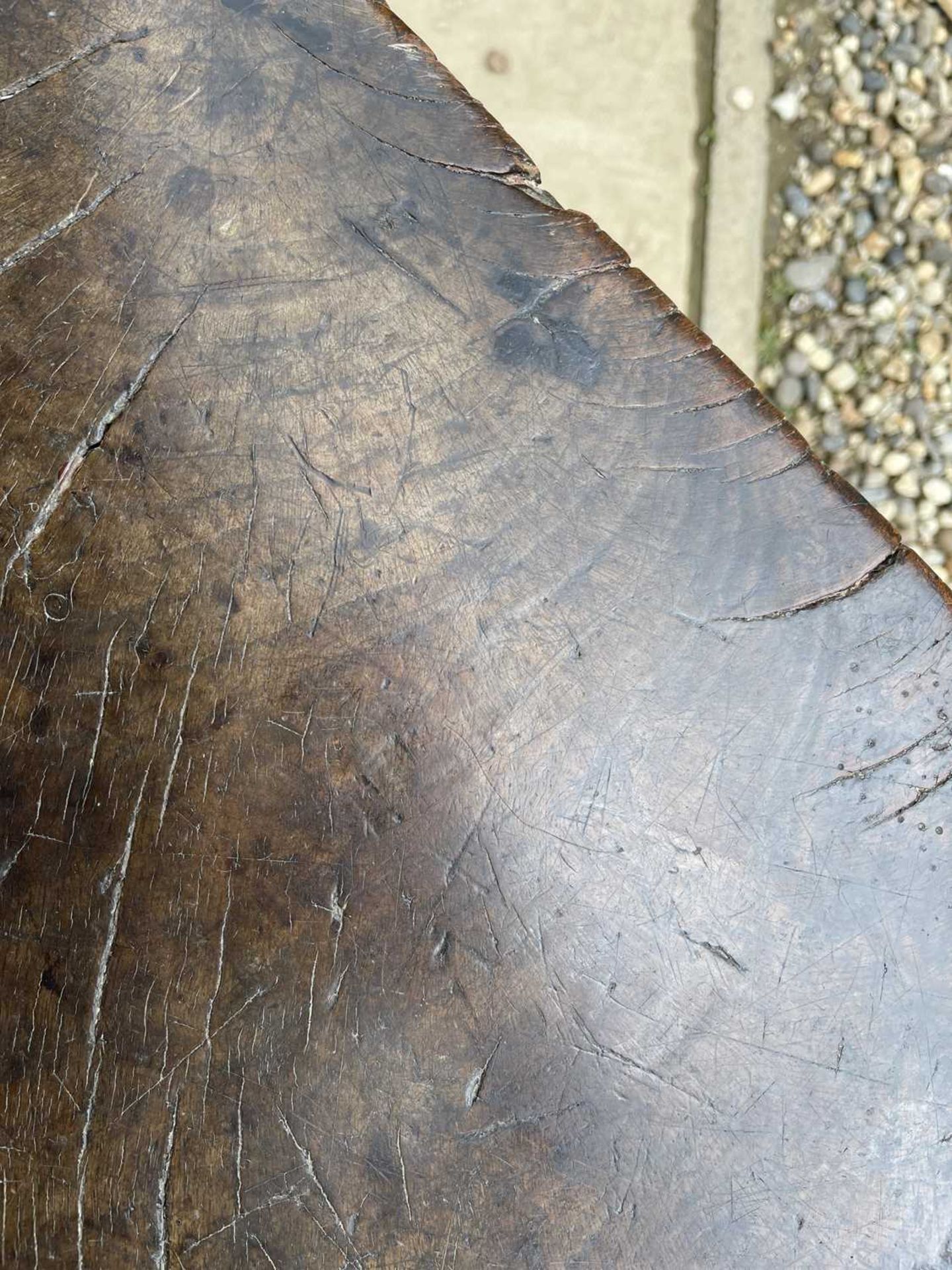 A primitive elm and ash 'cheese top' cricket table, - Bild 9 aus 22