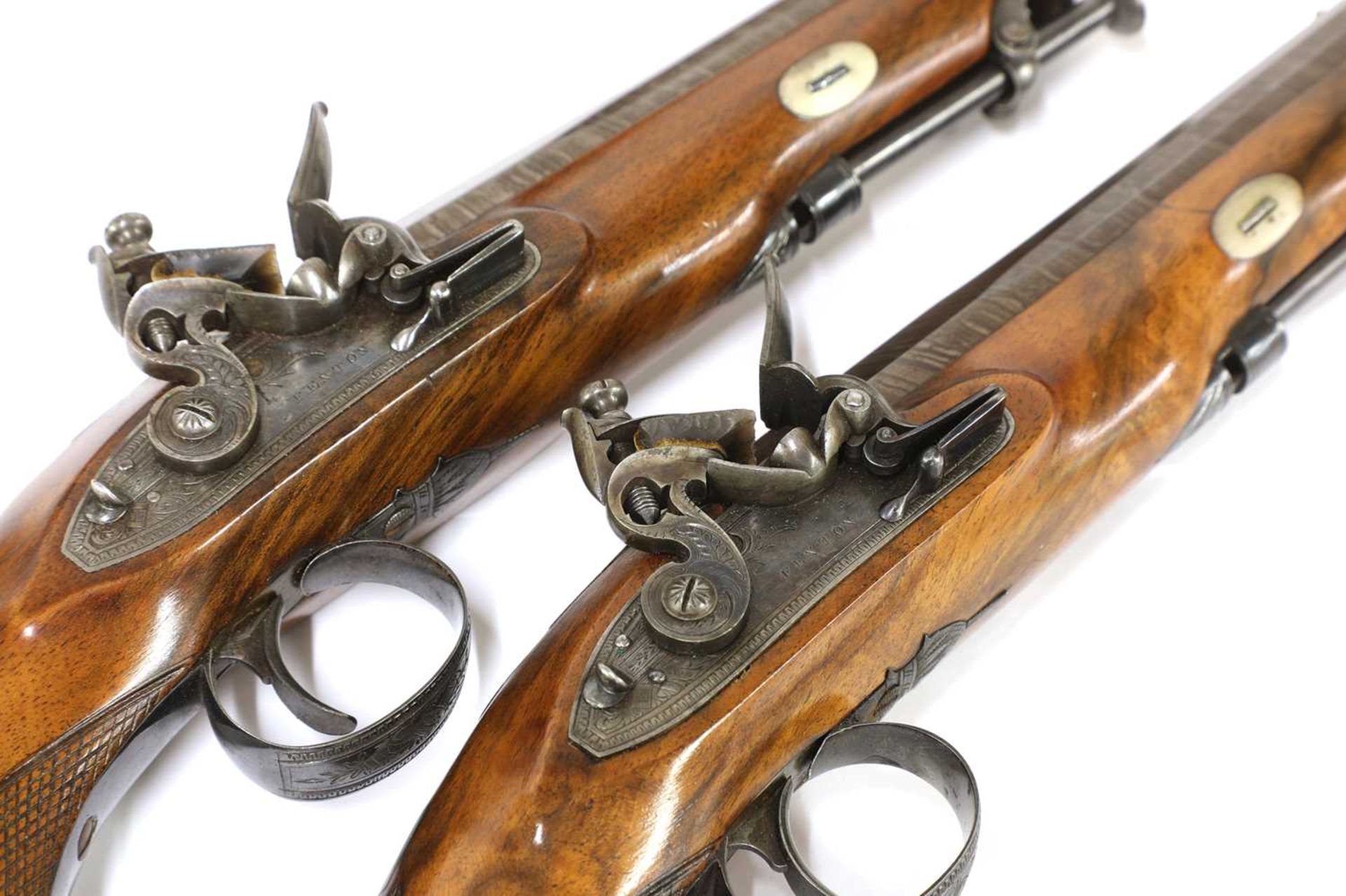 A pair of late flintlock travelling pistols, - Image 4 of 11