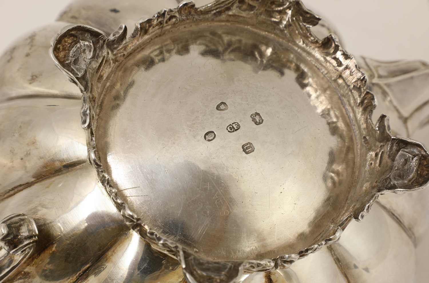 An early Victorian silver four-piece tea set, - Image 3 of 7